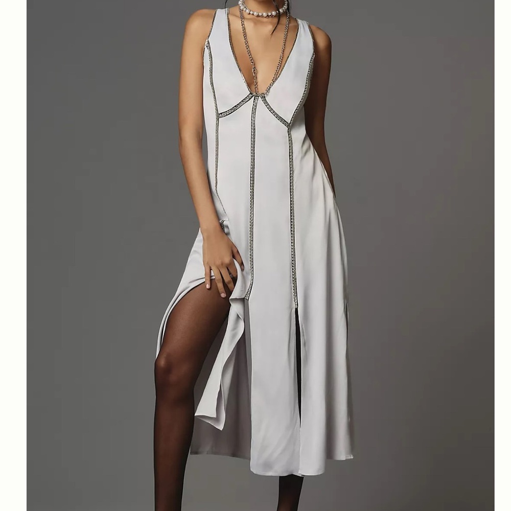 Anthropologie NWT slip dress with beading size 8